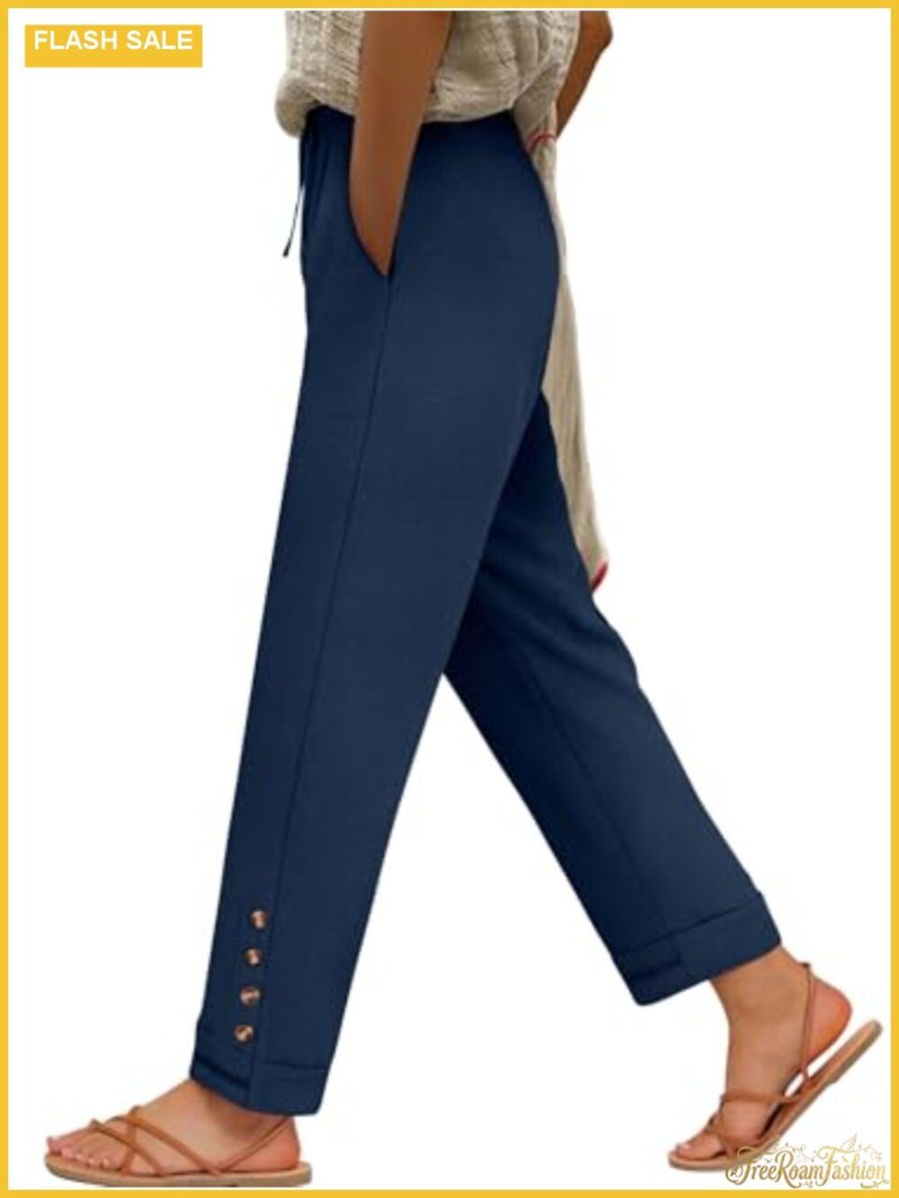 Women's Cropped Pants Drawstring Elastic Waist Ankle Trousers Lounge Office